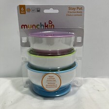 Baby feeding Bowls Munchkin Stay Put Suction Bowl, 3 Pack  NEW SEALED