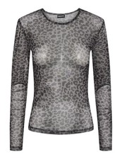 Damen Langarm Top Shirt Bluse Mesh Transparent PIECES Pcninni Neu Gr&ouml;&szlig;e S