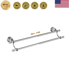 Chrome Double Towel Rack,Adjustable Towel Holder Silver Crystal Bathroom Towe...