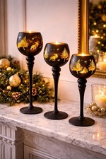 Set of 3 Glass Candle Holder Stands 12 14 16 Inch Tall Wedding Table Centerpiece
