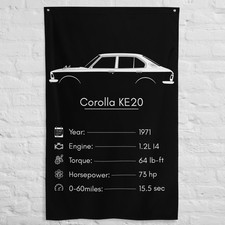 Corolla KE20 1971 Car Silhouette Flag 3x5 ft Garage Banner Man Cave Wall Decor
