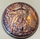 2019 American Silver Eagle 1oz Silver Coin, Toning ,In Capsule. Read Des. Coin#3