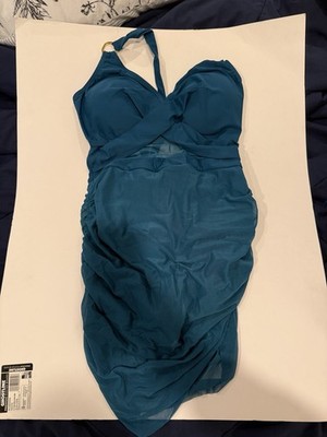 BDuck Plus Medium Peacock Green One piece Mesh Swim Dress