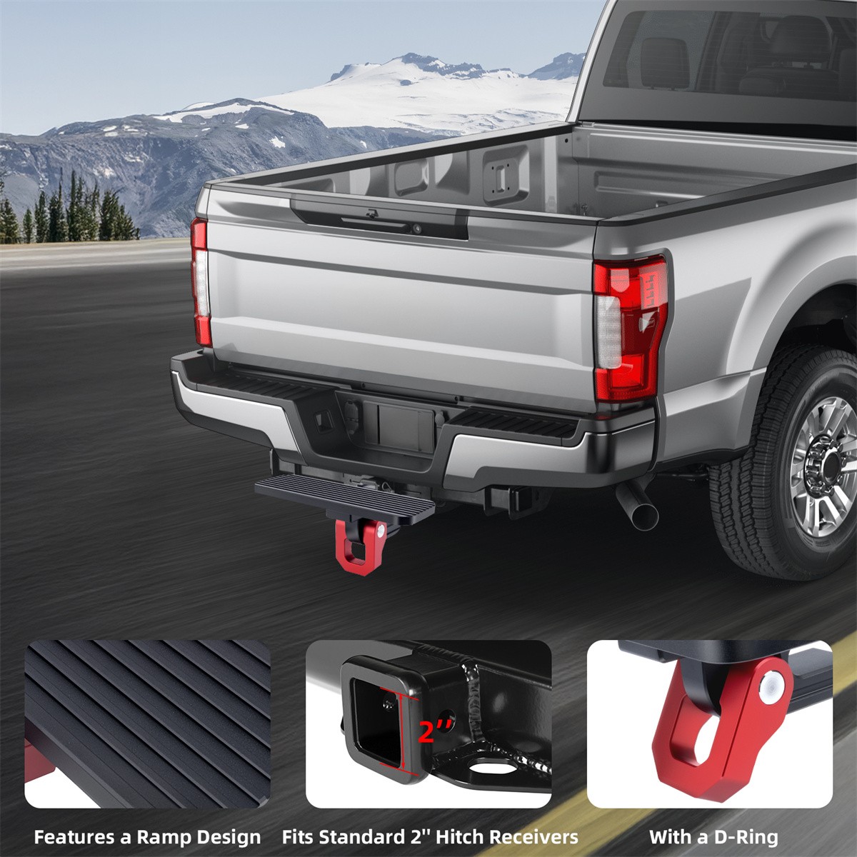 Universal 2" Receiver Tow Hitch Step for Trailer Truck Rear Bumper Guard Black