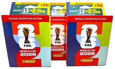 Panini World Cup 2026 - 3 x Blister XL mit je 13 Tüten + 2 x DFB Sticker WM