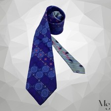 ROBERT GRAHAM Blue Medallion Luxury Silk Tie Made In USA 60โ-3.5" EX COND
