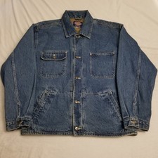 Vintage Dickies Denim Jacket Mens Large Blue Chore Barn Detroit Workwear Trucker