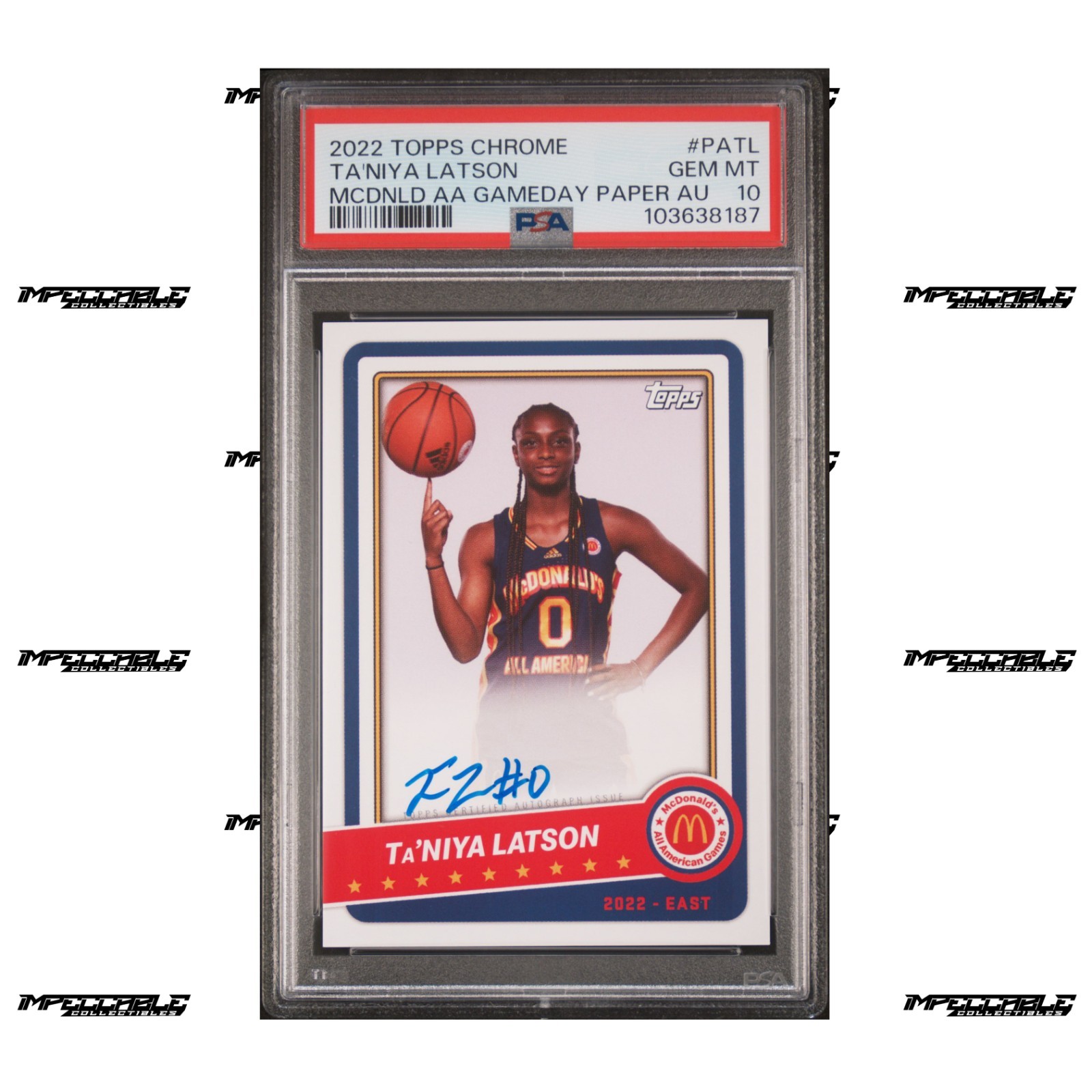 2022 Topps McDonald's A/A - #PA-TL Ta'Niya Latson Rookie On Card Auto PSA 10