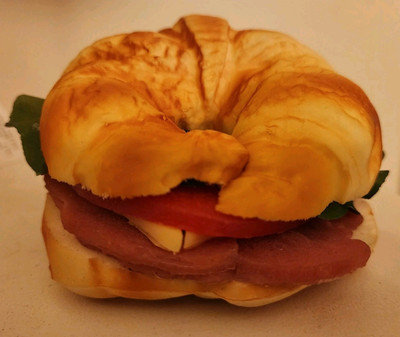 REALISTIC HAM, CHEESE & LETTUCE CROISSANT SANDWICH DISPLAY FOOD PROP