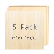 5 Pack Basswood Sheets 12x12x1/16 Inch Unfinished Wood Sheets for Crafts