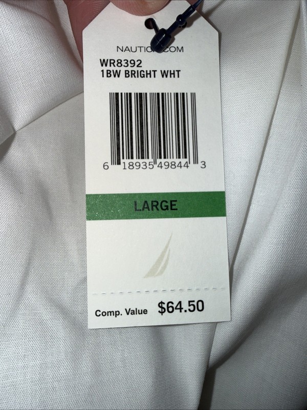 Nautica Classic NauticaFlex Shirt Bright White L Wrinkle Resistant Retail $64.50