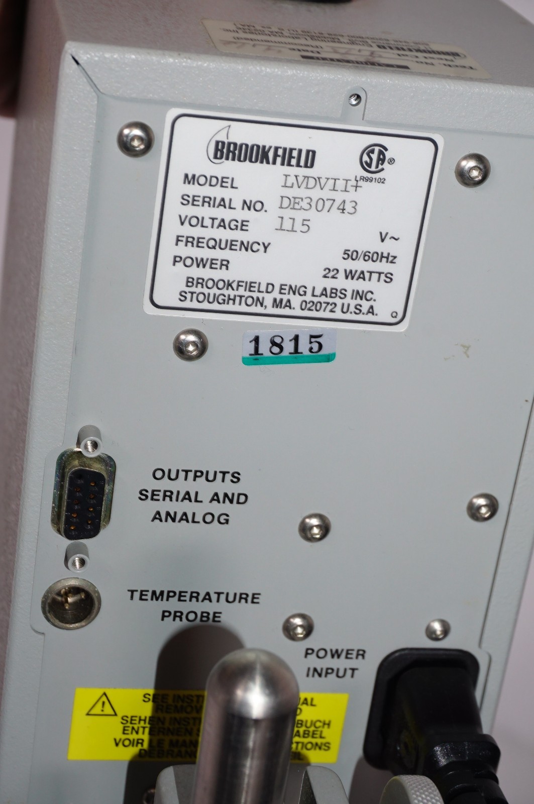 Brookfield LVDVII+ Programmable Viscometer, Stand, Case, Without Spindles