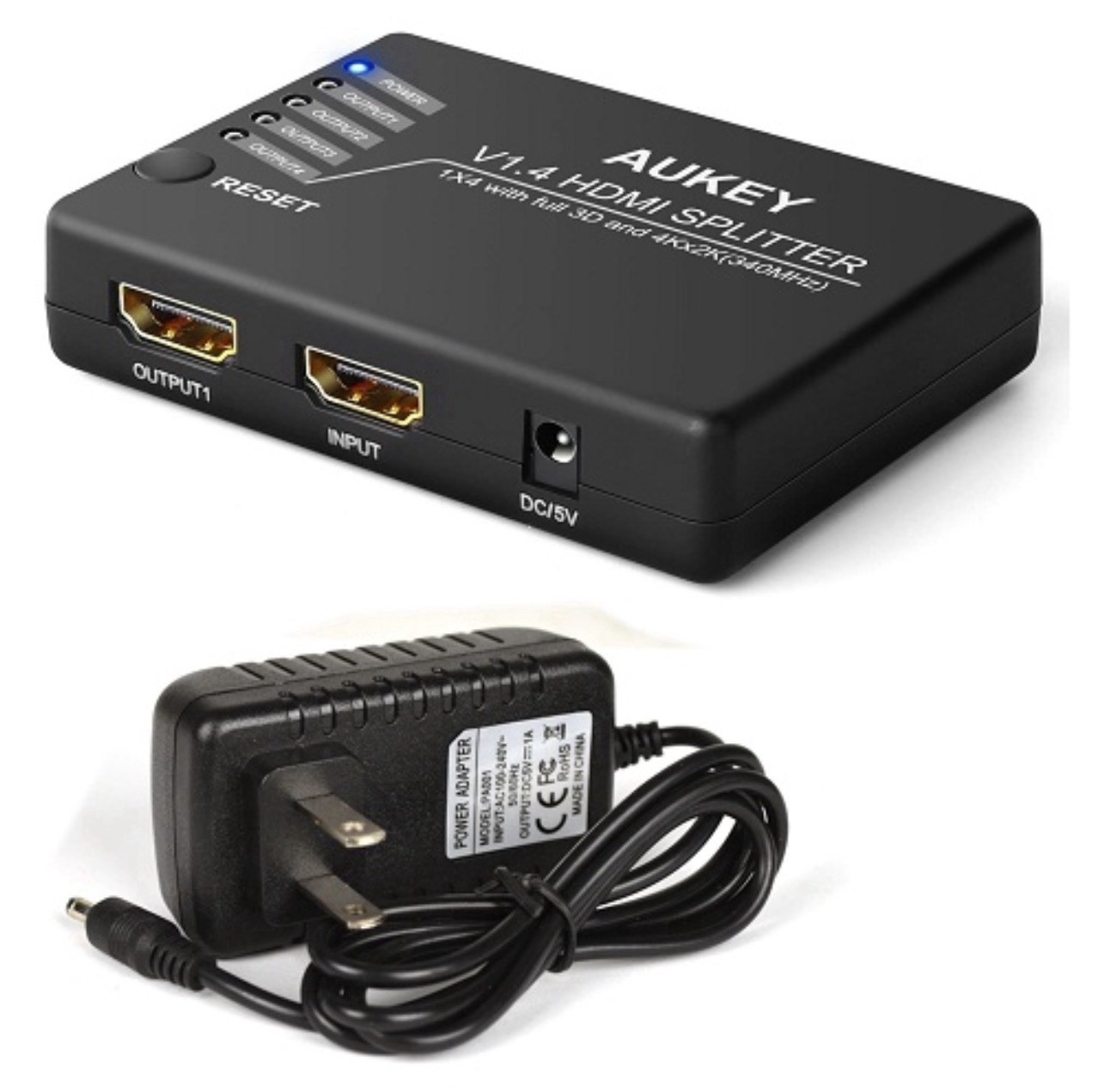 Aukey Ha-H02 1X4-Port Hdmi V1.4 Amplifier Splitter W/3D & 4Kx2K support