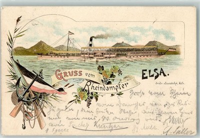 13272894 - Gruss aus Raddampfer Elsa AK Rheinschiff 1897