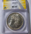 1883-O MORGAN $1 Dollar Silver Coin ~ANACS Cert MS63 BUnc ~PL Appeal ~Edge Toned