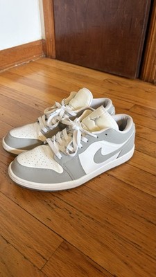 Jordan 1 Low White Wolf Grey Aluminum Fog Particle - Size 10 Men s