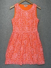 Madewell Neon Orange Pink Lace Sleeveless Fit Flare Dress Womens 4