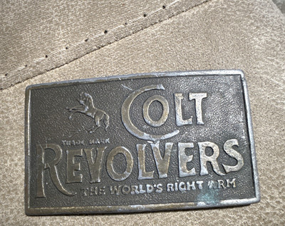 Colt Revolvers Silver Tone Rectangular Western Logo Belt Buckle 1.75in