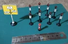 x8 Matchbox Lesney Road Signs, A4 / A34 Junction Sign and Postbox, all diecast