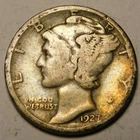 1927 S Mercury Dime 90% Silver G-VG  "Actual Coin Pictured - Not Cleaned"