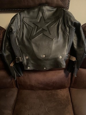 kadoya leather jacket black star (xs-s) | eBay