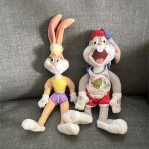 Vintage Warner Bros. Space Jam Bugs Bunny and Lola Bunny Medium Plush Set of 2