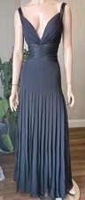 Vtg Y2K Marc Bouwer Glamit Silk Maxi Dress 2 Black Pleated Goddess Evening Gown