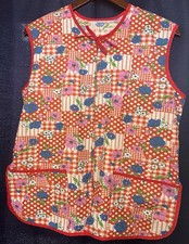 Vintage Handmade 1960-70  s Gingham Patchwork floral Smock Apron