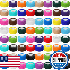 Treela 64 Pack 1" x 5 Yards Self Adhesive Cohesive Bandage Wraps, Elastic Breath