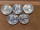 Washington silver quarters lot of 5 Gem Bu