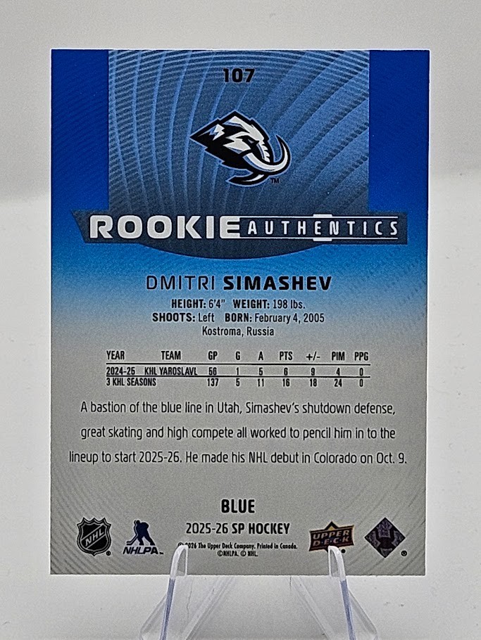 2025-26 SP Hockey Rookie Authentics Blue *Pick Your Player Combine