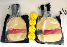 Boulder Wooden Pickleball Set Includes 4 Paddles, 4 Balls, 2 Bags NEW 