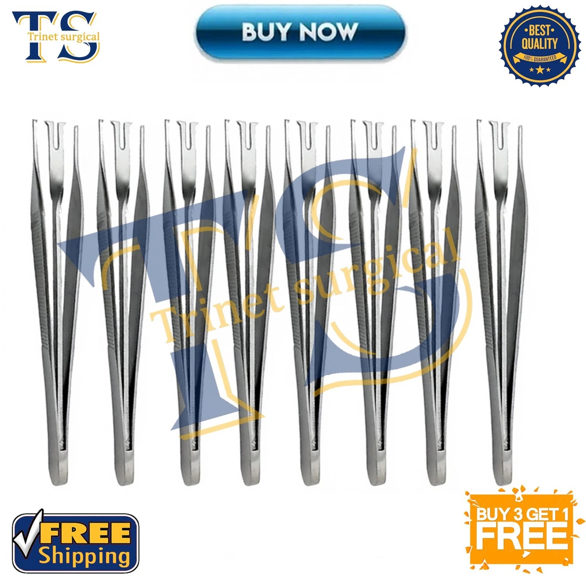 2-Piece Adson Forceps Set - 4.75" German Stainless Steel, Serrated & 1x2 Teeth 3 thumbnail image