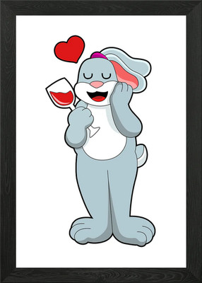 Kaninchen Weinglas Liebe gerahmtes Wandbild Poster Leinwanddruck Bild