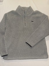 Victoria's Secret PINK Sweatshirt Small Gray Sherpa Fleece 1/4-Zip Pullover