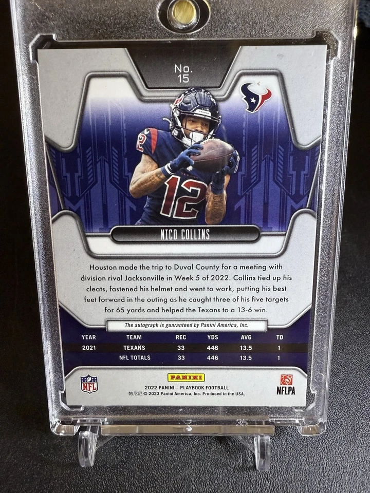 2022 Panini Playbook - Nico Collins #15 Platinum Signatures /49 (AU) - Image 3 of 3