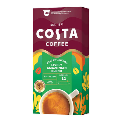 COSTA Coffee Lively Amazonian Blend RISTRETTO pods- NESPRESSO 1 box-SHIPS FREE