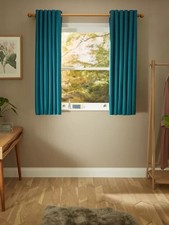 John Lewis W167 x D137cm Faux Silk Slub Blackout Eyelet Curtains, Teal RRP £90