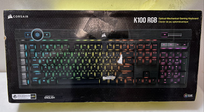 READ TESTED WORKING Corsair K100 RGB Optical-Mechanical Gaming Keyboard Black