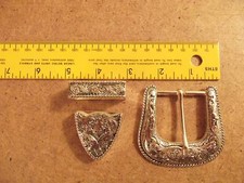 1 1/2" Antique Silver Plated Western Floral Buckle Set