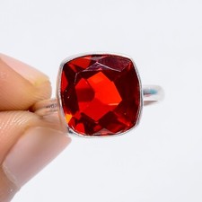 Red Garnet Cushion Gemstone Fashion Jewelry Handcrafted Ring 9 US Wedding Gift