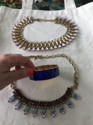 4a J. Crew Statement Lot 2 Necklaces And Bangle No Beads Missing