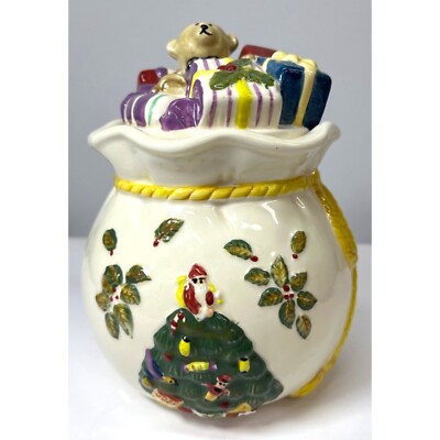Spode Christmas Cookie Jar With Teddy Bear Gifts Lid