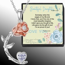 Christmas Gifts for DAUGHTER mum dad I Love you gifts for her Necklace Silver