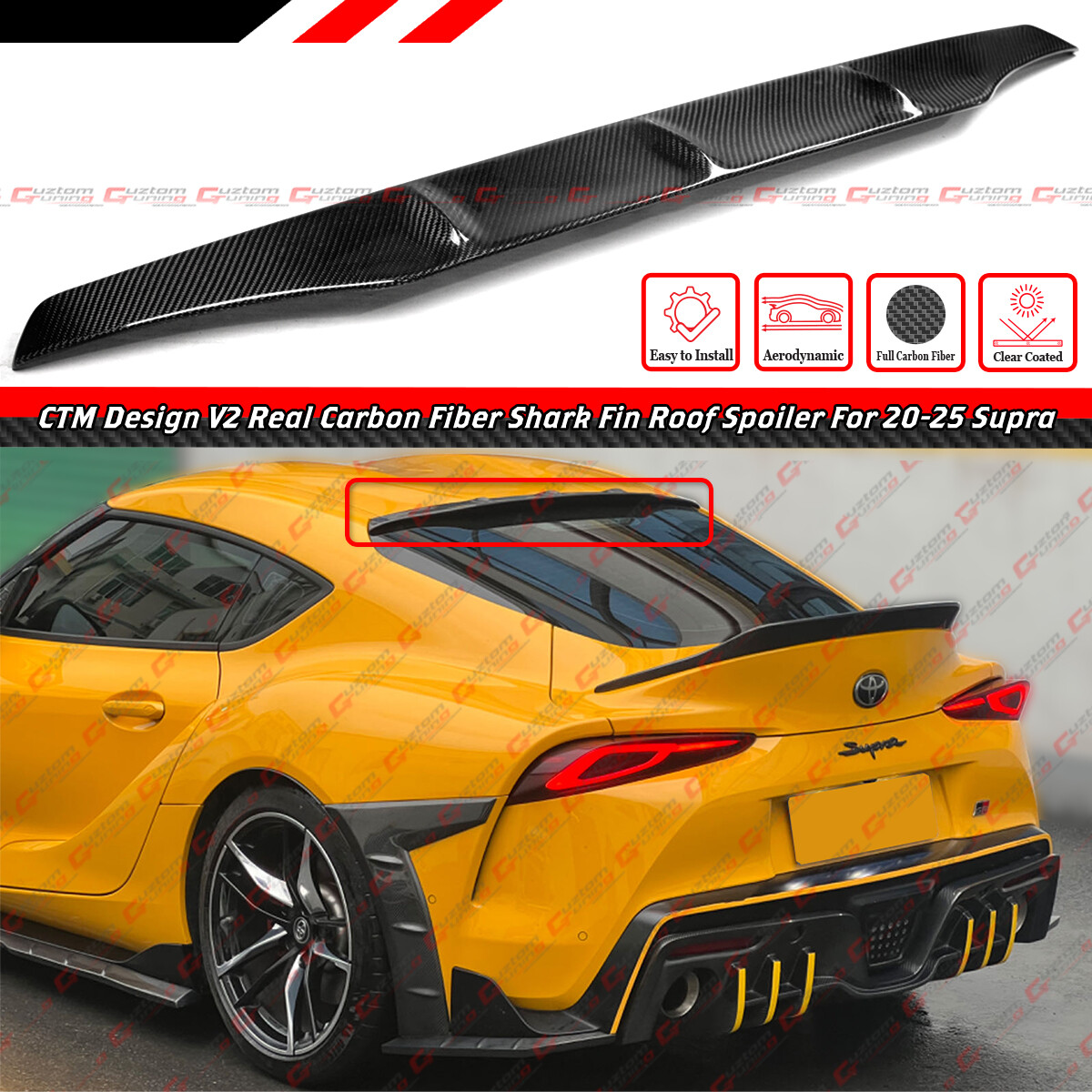 Alerón De Fibra De Carbono Para Toyota Supra MK5 A90 A91 2019-2022 - Adhesivo 3M, Sin Taladrar