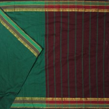 Vintage Green 100 Pure Cotton Sarees Handwoven Zari Border Sari Craft Fabric