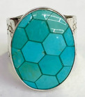 HSN Jay King Sterling Silver Andean Blue Turquoise Inlay Oval Ring Size 6 — photo 2