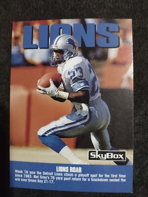 1992 SkyBox Mel Gray Detroit Lions Team Checklist #284 Football Card