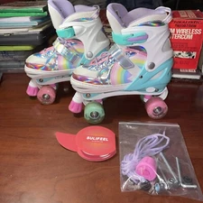 Sulifeel Rainbow Unicorn Adjustable Size 3-6 Roller Skates for Girls