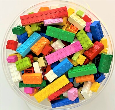 All Lego Bricks Lot 100 Bulk Pieces ONLY BRICKS 1x2 2x2 2x4 2x3 Studs + BONUS L2
